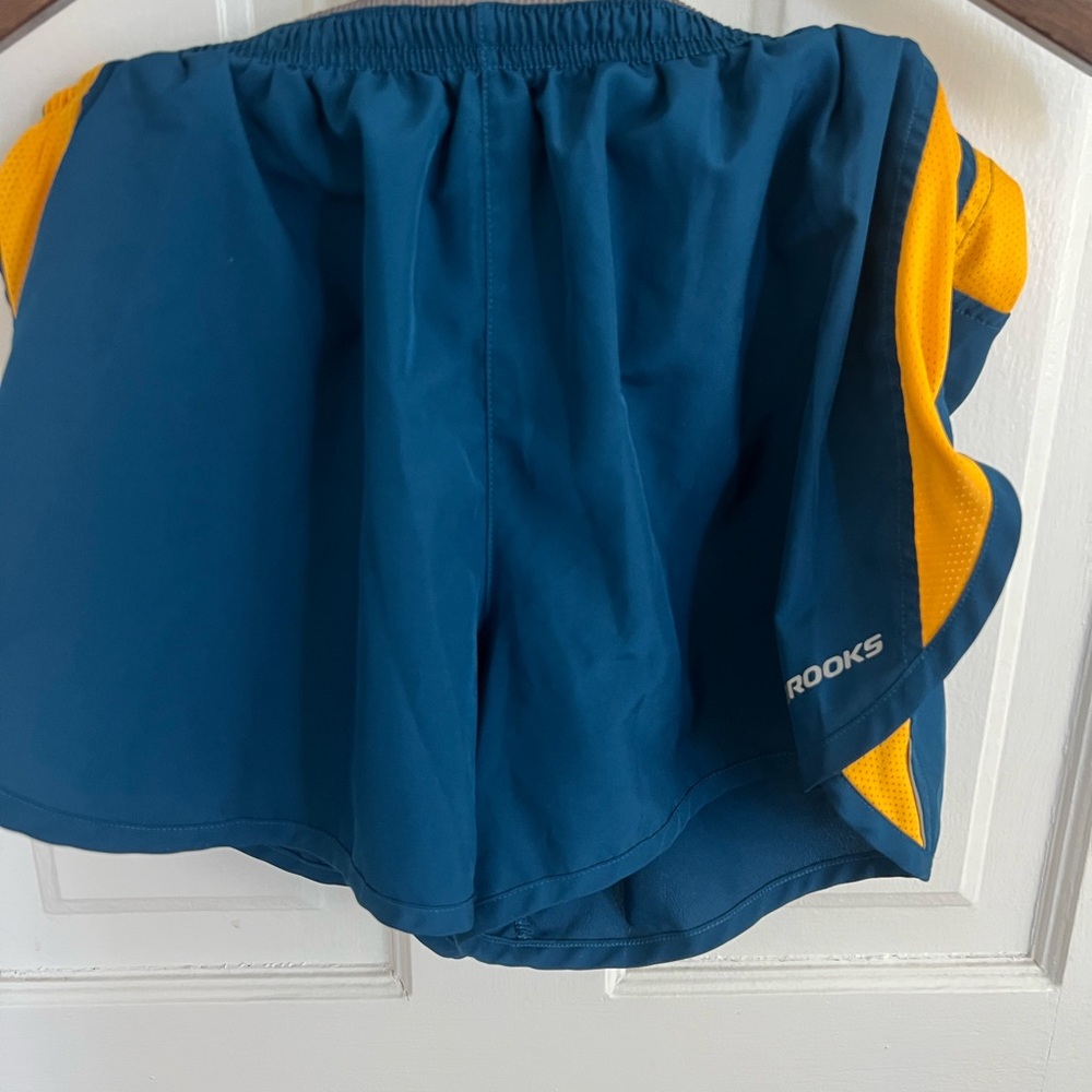 Brooks Blue and Yellow Athletic Shorts